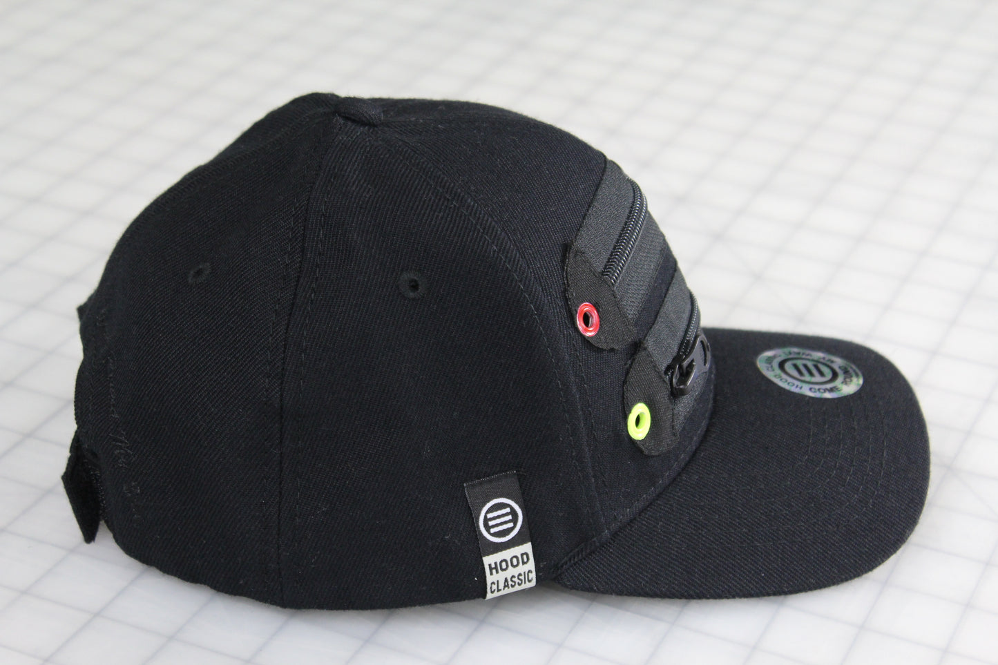 Element Of Danger - 2 Zipper Baseball Cap (Curved Visor) Dad Hat (Blk) (4 Color Eyelet)